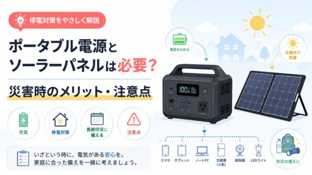 ポータブル電源とソーラーパネルは必要？災害時のメリット・注意点