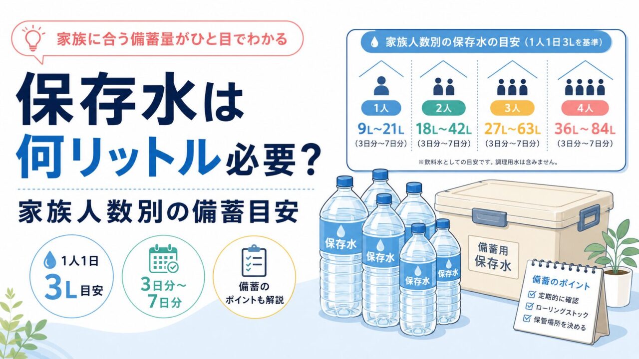 保存水は何リットル必要？家族人数別の備蓄目安