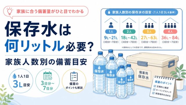 保存水は何リットル必要？家族人数別の備蓄目安