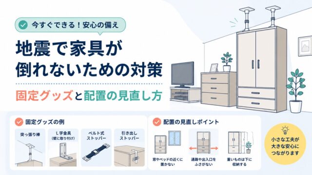 地震で家具が倒れないための対策｜固定グッズと配置の見直し方