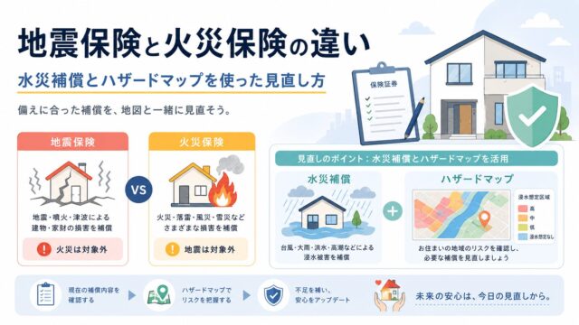 地震保険と火災保険の違い｜水災補償とハザードマップを使った見直し方