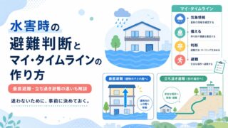 水害時の避難判断とマイ・タイムラインの作り方｜垂直避難・立ち退き避難の違いも解説