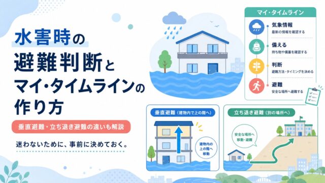 水害時の避難判断とマイ・タイムラインの作り方｜垂直避難・立ち退き避難の違いも解説