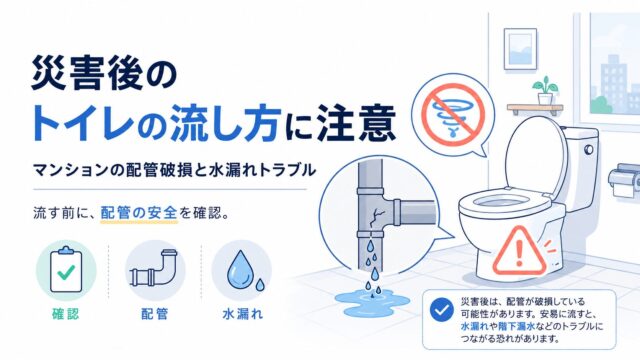 災害後のトイレの流し方に注意｜マンションの配管破損と水漏れトラブル